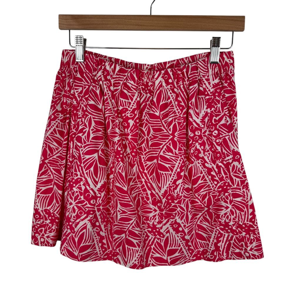 Lilly Pulitzer Womens Mini Skirt Sz XS Pink White‎ Floral Elastic Waist Pockets